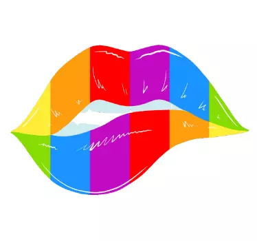 T-shirt med flerfarvede læber - TenStickers