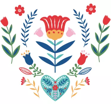 Original t-shirt hjerte blomster arrangement - TenStickers