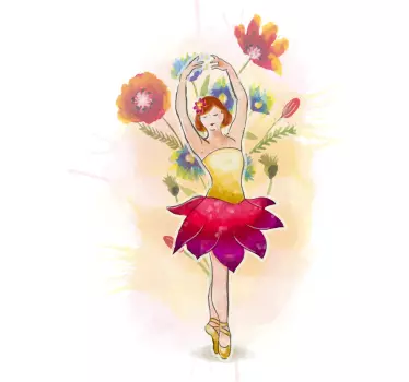 Danser med kjole af blomster t-shirt - TenStickers