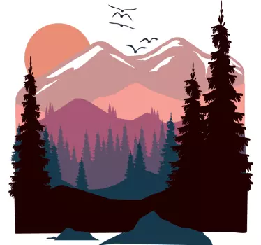 Original t-shirt med bjergsolnedgangsdesign - TenStickers