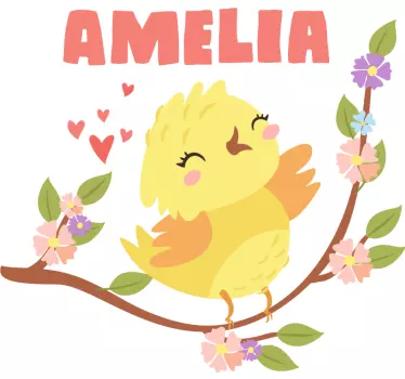 Baby chick med navn og blomster børneskjorte - TenStickers