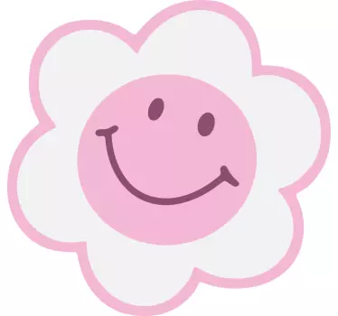 Blomst pink og hvid smiley ansigt baby t-shirt - TenStickers