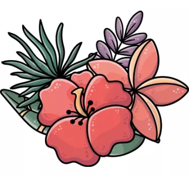 Rød tegnet blomster børneskjorte - TenStickers