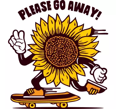 Tegneserie solsikke med skate t-shirt - TenStickers