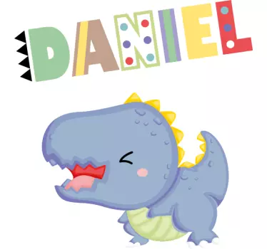 Baby dinosaur med tilpasset navn børneskjorte - TenStickers