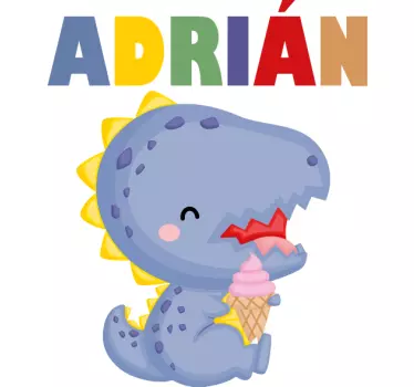 T-shirt til børn med sød dinosaur der holder is - TenStickers