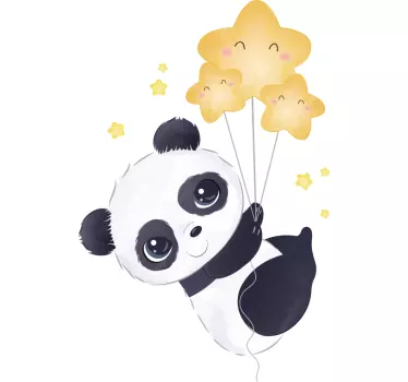 Baby panda med ballon børneskjorte - TenStickers