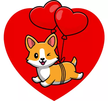 T-shirt til børn corgi med hjerteballoner - TenStickers