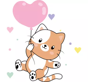 T-shirt til børn med sød katteballon - TenStickers