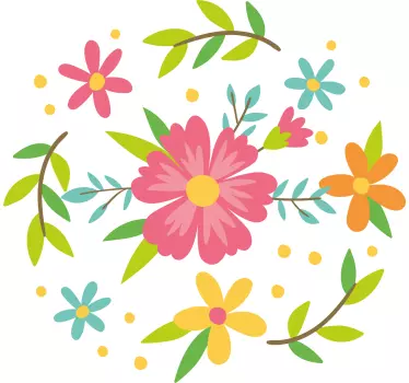 Forårsblomstret ramme mor og datter skjorte - TenStickers