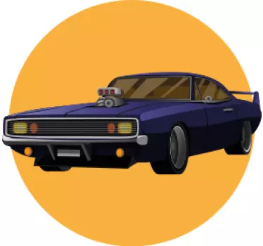 Muskel løb bil tegneserie t-shirt - TenStickers