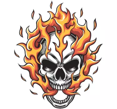 Original t-shirt med flammeskull kunst - TenStickers