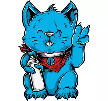 Tegneserie kat med ørering t-shirt - TenStickers