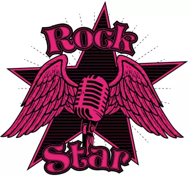 Original t-shirt med rockstjerne vinger - TenStickers