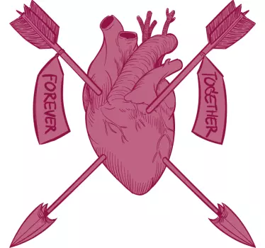 Par t-shirt hjerte og pile sammen - TenStickers