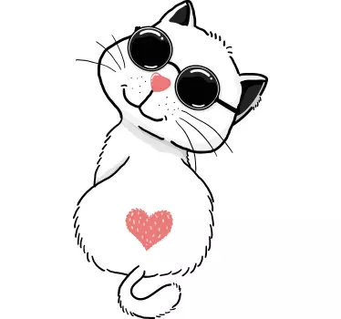 Original t-shirt med cool kat solbrille stil - TenStickers