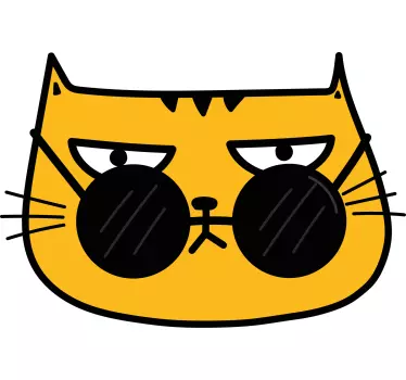 Kat med solbriller cool stil t-shirt - TenStickers