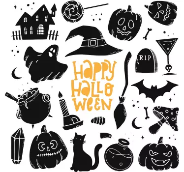 Happy halloween sort doodles t-shirt - TenStickers