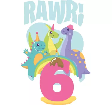 T-shirt til børn farverig dinosaur fest - TenStickers