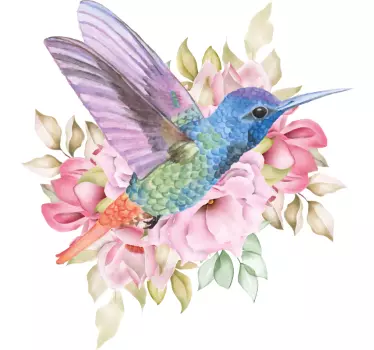 Farverige kolibri blomster original t-shirt - TenStickers