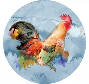 Original t-shirt med farverigt hønsekunst - TenStickers