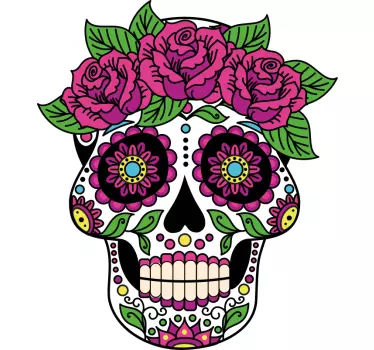 Mexicansk blomstret kranium t-shirt - TenStickers