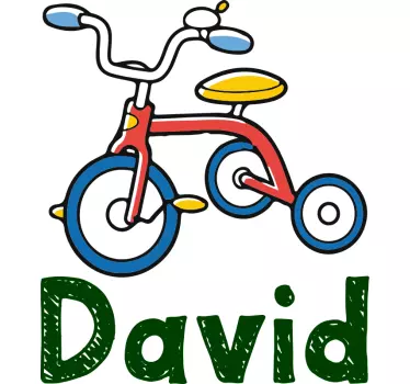 Tegneserie cykel med navn baby t-shirt - TenStickers