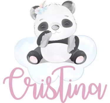 Sød panda til pige med navn T-shirts med navn - TenStickers