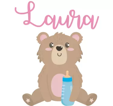 Baby t-shirt sød bjørn med flaske - TenStickers