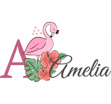 Flamingo og blomster baby t-shirt - TenStickers