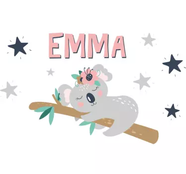 Sød koala til pige med navn T-shirts med navn - TenStickers