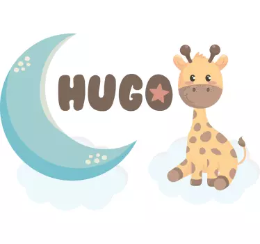 Baby t-shirt sød giraf og måne - TenStickers