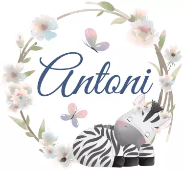 Baby t-shirt med personlig zebra børnehave - TenStickers