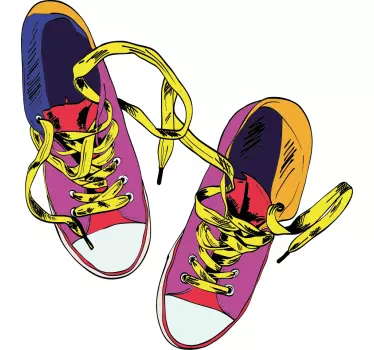Original t-shirt med farverig sneakers illustration - TenStickers