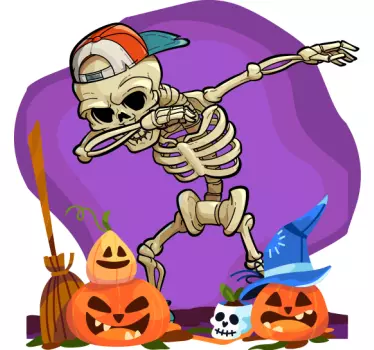 Halloween t shirt skeletdans bevægelse - TenStickers