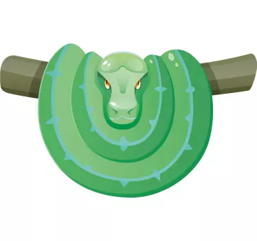 Grøn boa slange på en træ t-shirt - TenStickers