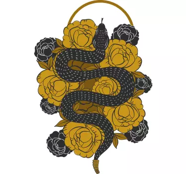 Slange med gyldne blomster t-shirt - TenStickers