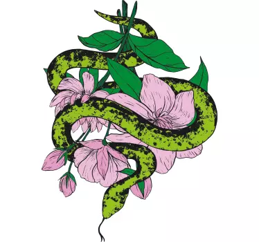 Mor og datter t-shirt slange med blomster - TenStickers
