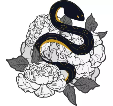 Original t-shirt med snoet slange blomst - TenStickers