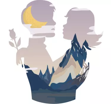 Mor og datter t-shirt forbindelse i silhuet - TenStickers