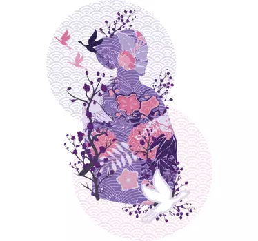Mor og datter t-shirt blomster silhuet charme - TenStickers