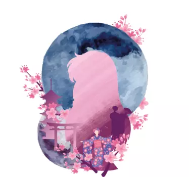 Original t-shirt med måneskin kirsebærblomst silhuet - TenStickers