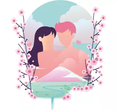Par t-shirt romantisk blomst kærlighed - TenStickers