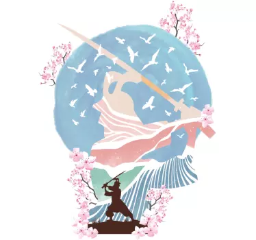 Baby t-shirt med charmerende blomster samurai tema - TenStickers
