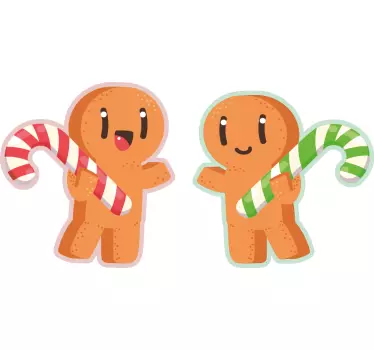 Dansende gingerman med candy cane jul tee shirts - TenStickers