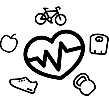 Original t-shirt med hjerterytme fitness symboler - TenStickers