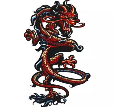Mørk krøllet drage t-shirt - TenStickers