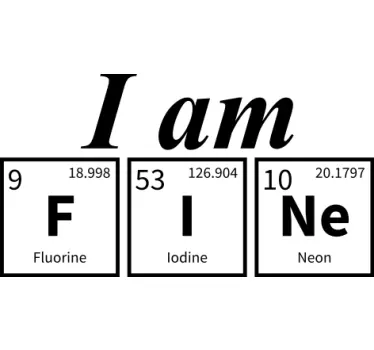 Jeg er fint kemisk element ord t-shirt - TenStickers