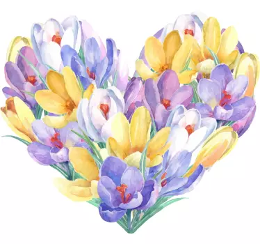 Krokus blomst hjerte design t-shirt - TenStickers