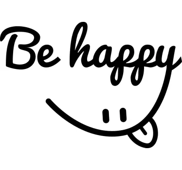 Original t-shirt be happy smiley citater - TenStickers